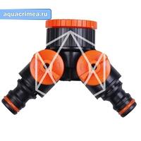 Кран двойной 1/2"-3/4" резьба (5002)